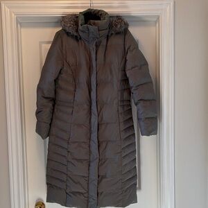 Calvin Klein Sage Green Puffer Coat with Fur Hood
